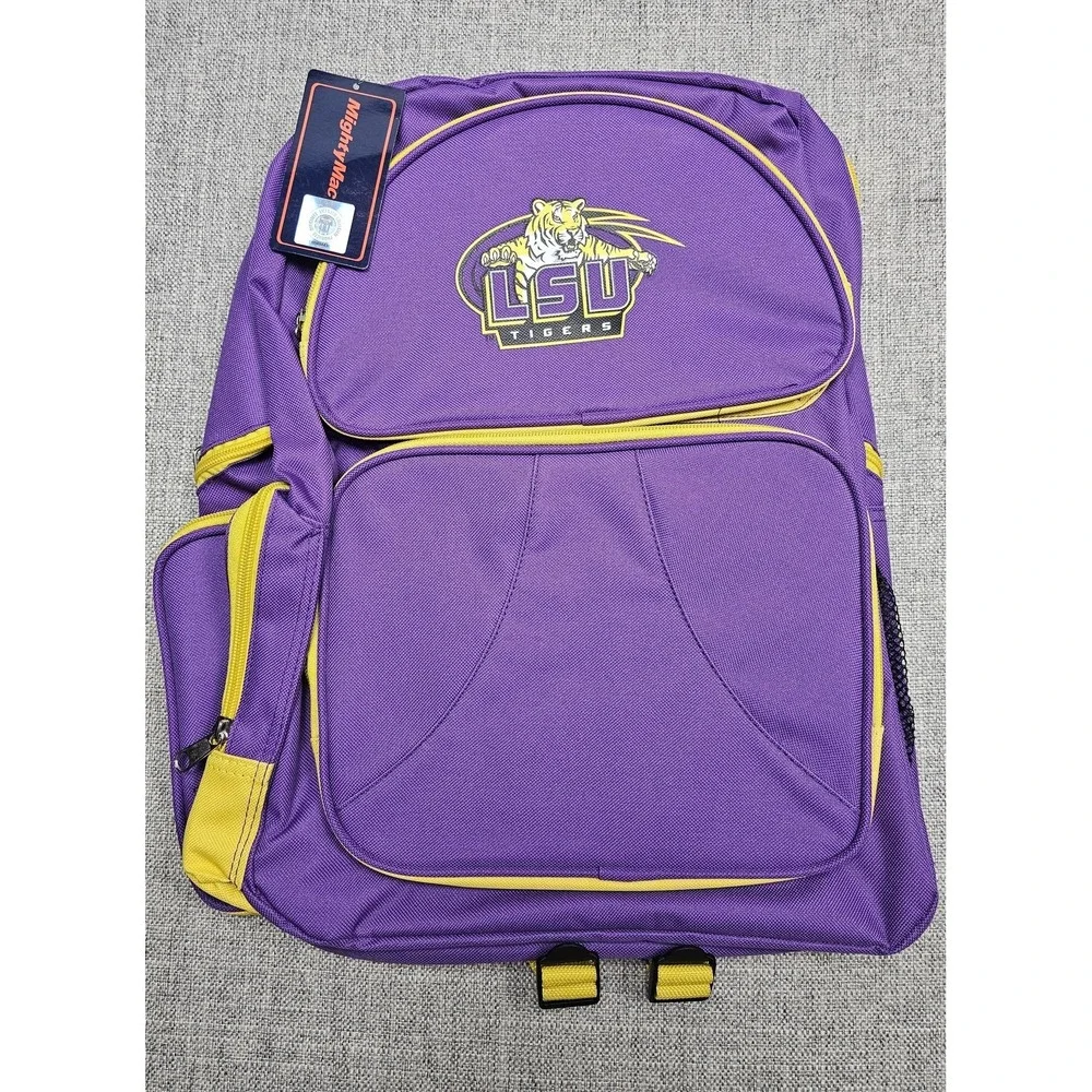 LSU Tigers Backpack NCAA College Book Bag MightyMac Sports Polyester‎ School Bag
